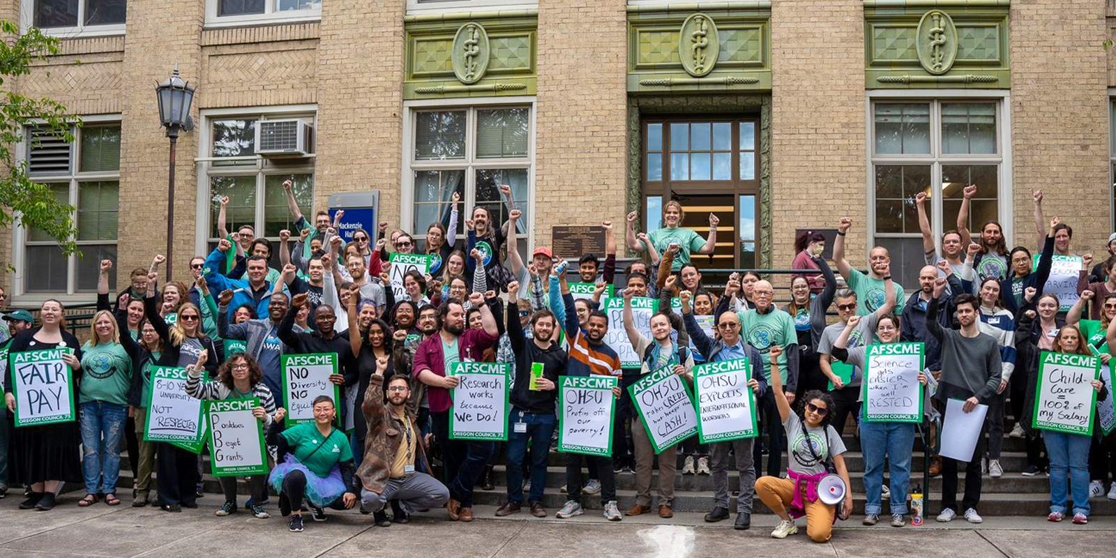 AFSCME president joins OHSU workers in contract fight, celebrates organizing win